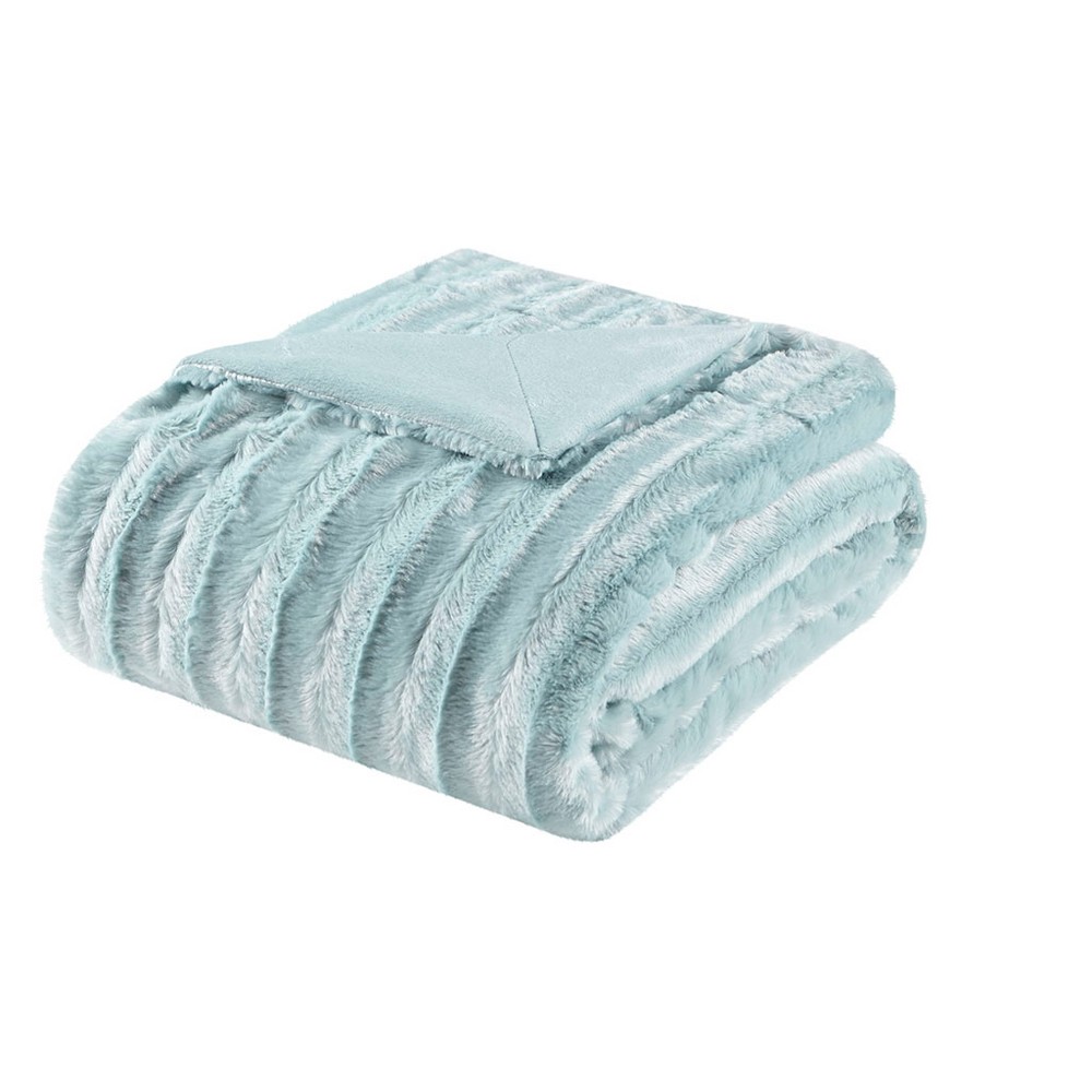 Photos - Duvet 50"x60" York Long Faux Fur Throw Blanket Blue