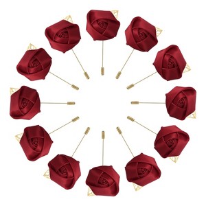 Unique Bargains Wedding Ceremony Anniversary Party Rose Groom Silk Metal Boutonnieres 12 Pcs - 1 of 3