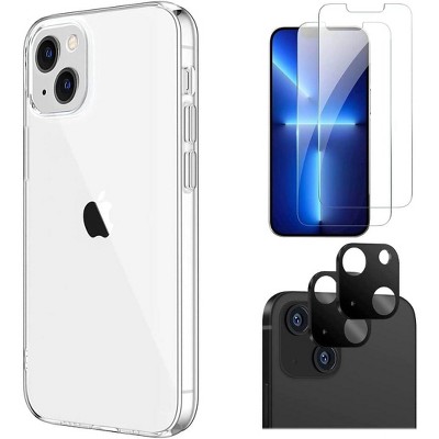 SAHARA - iPhone 14 Plus 6.7 Protection Kit Bundle - Hybrid-Flex Hard Shell Case with Tempered Glass Screen and Camera Protector