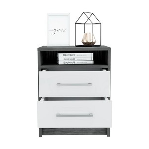 NicBex Nightstand with 2 Drawers and Storage Shelf Modern Side Table with Metal Handles for Bedroom,Living Room - 1 of 4