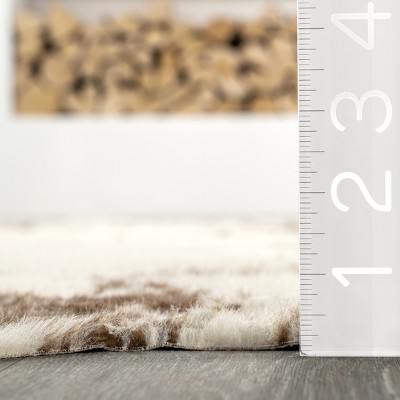 Luxurious Faux Cowhide Brown 5' x 6'7" Synthetic Area Rug