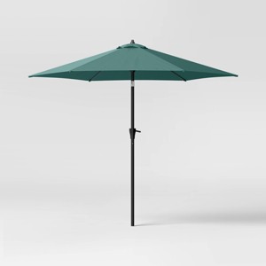 9' Round Outdoor Patio Market Umbrella with Black Pole - Threshold™ - 1 of 4
