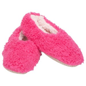 Elanze Designs Hot Pink Two Tone Womens Plush Lined Cozy Non Slip Indoor Soft Slippers - Small - 1 of 4