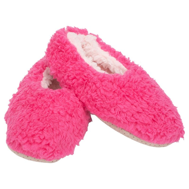 Elanze Designs Hot Pink Two Tone Womens Plush Lined Cozy Non Slip Indoor Soft Slippers - Small, 1 of 7