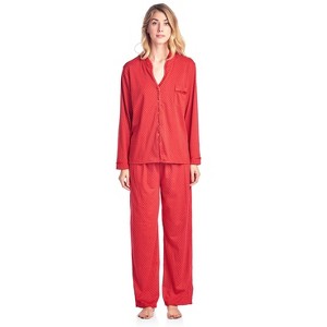 Casual Nights Women's Long Sleeve Floral Lace Trim Pajama Set - 1 of 4