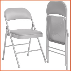 2 Pack Beige Folding Chairs With Padded Cushion and Back, Folding Chairs for Outside - 1 of 4