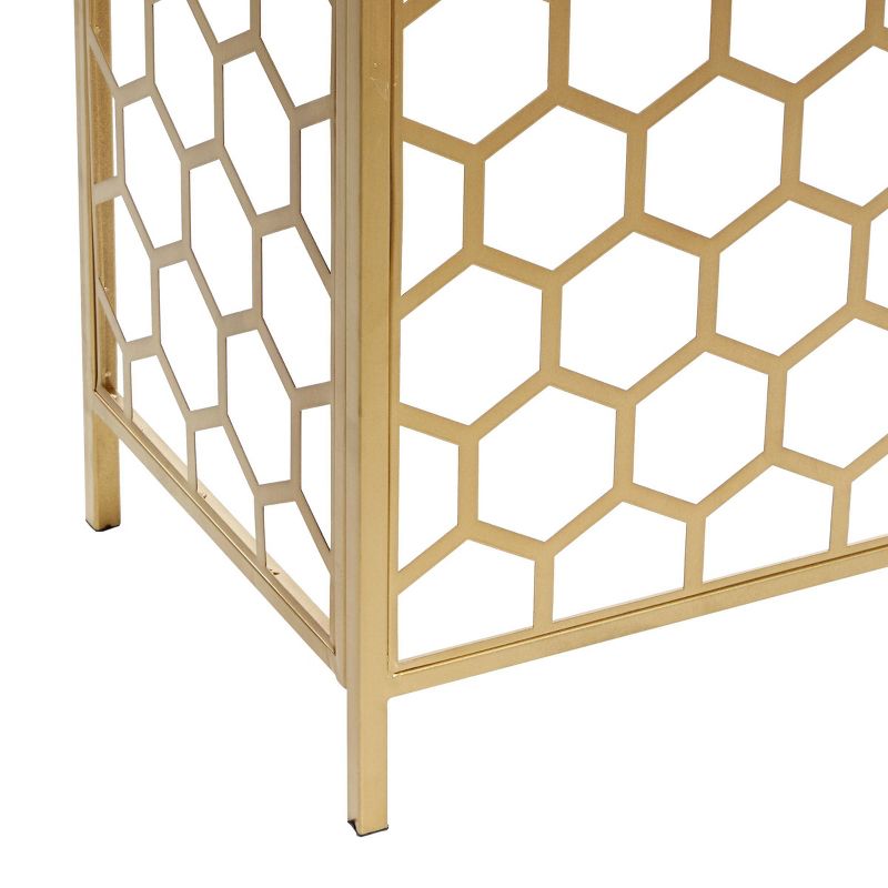 Contemporary Iron Beehive Pattern Console Table Gold - Olivia &#38; May, 5 of 9