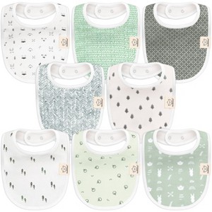 KeaBabies 8pk Organic Baby Bibs for Boy, Baby Drool Bib for Baby Boys and Girls, Newborn Teething Bibs - 1 of 4