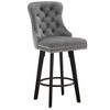 TOAOTBNBO Upholstered Swivel Bar Stools with Metal Pull Ring, Tall Bar Chairs with Large Backrest, Velvet Barstools for Kitchen Island - 2 of 4