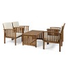 Christopher Knight Home Carolina Outdoor Acacia Wood 5 Piece Club Chair Chat Set with Cushions - 2 of 4