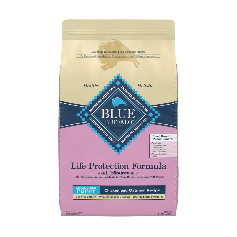Blue Buffalo Life Protection Chicken & Oatmeal Recipe Small Breed Puppy Dry Dog Food, 1 of 13