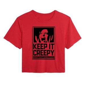 Women's - Are You Afraid of the Dark - Keep It Creepy Cropped Graphic T-Shirt - 1 of 4