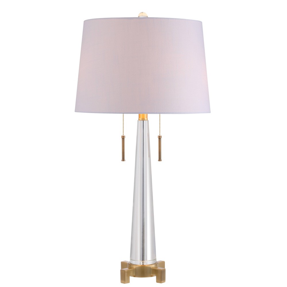 Photos - Floodlight / Street Light 29.5" Crystal Zoe Table Lamp Clear with Brass Accents & Linen Shade - JONA