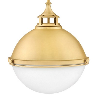 Satin Brass Etched Opal Glass 2-Light Elegant Pendant