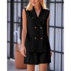 Coolmee Womens 2 Piece Outfits Casual Sleeveless Button Down Business Vest Shorts Sets Work Clothes Pockets - 2 of 4