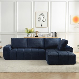 111.4'' Faux Fur L-Shaped Sectional Oversized Sofa with Tufted Surface and No Assembly Required - 1 of 4