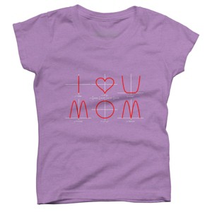 Girl's Design By Humans I Love You Mom Math Equations By WatercolorFun T-Shirt - 1 of 2