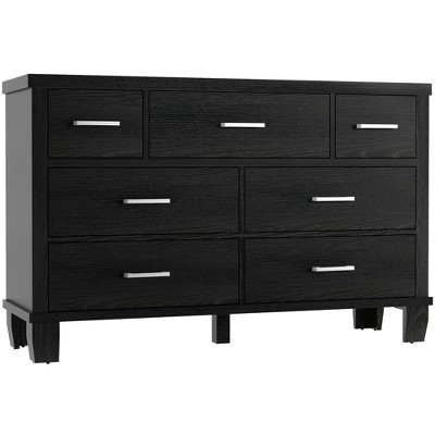 Zstar Dresser with 7 Drawers, Chest of Drawers Closet with Metal Handle, Wooden Dresser Organizer for Bedroom, Living Room