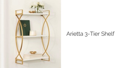 Kate and Laurel Arietta Rectangle MDF Accent Shelf, 18x7x28, Gold and White
