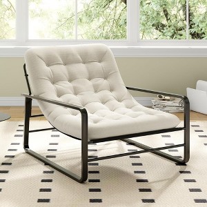 SEVOBAL Accent Chair Arm Chair Small Sofa for Living Room Mid Century Modern Accent Chairs Boucle Reading Bedroom Chair, Beige, 35"*32"*36" - 1 of 4