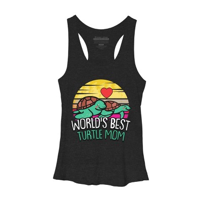 Women's Design By Humans World's Best Turtle Mom Retro Stripes By animalshop Racerback Tank Top