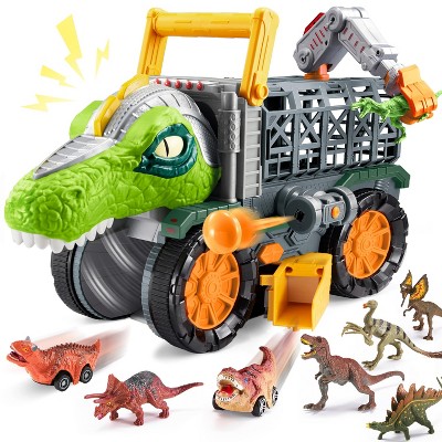 Joyfy Dinosaur Truck Toys for Kids 3-5, Big Car Toy with Chambers & Shooting Darts, Crane Arm, Toddler Birthday Gifts for Boys Girls 3 4 5+ Year Old
