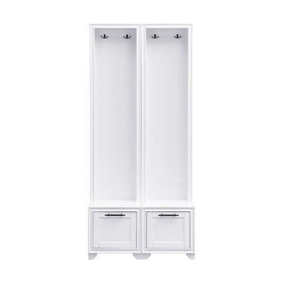 Vynxaria Hall Trees: 70.8-Inch Elegant 3-in-1 White Entryway Coat Rack Set with Black Retro Handles
