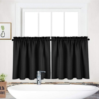 Waffle Weave Textured Solid Curtains for Bathroom Kitchen Cafe