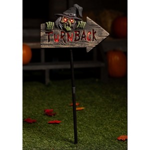 HalloweenCostumes.com One Size Fits Most Light Up Witchy Warning Sign Halloween Prop| Halloween Signs, Black/Green/Brown - 1 of 3
