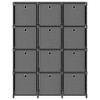 vidaXL 12-Cube Display Shelf with Boxes in Gray, Fabric and Steel Freestanding Storage Rack for Home and Office - 4 of 4