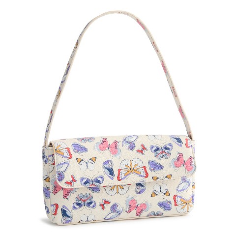 Vera Bradley Women's Outlet Faux Leather Flap Shoulder Bag Butterflies in Flight