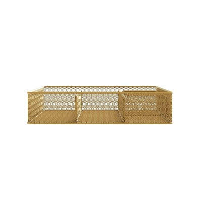 Gold Mesh Metal 6 Compartment Desk Drawer Organizer