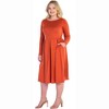 24seven Comfort Apparel Long Sleeve Fit and Flare Plus Size Midi Dress - 2 of 4