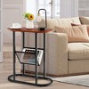 Costway 2-tier Side Table Oval Narrow End Table Nightstand Bedside Table Brown - 3 of 4