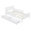 Wood Platform Bed with Guardrails and 2 Storage Drawers for Kids or Guest Room, No Box Spring Needed-Cuddlewood - 3 of 4