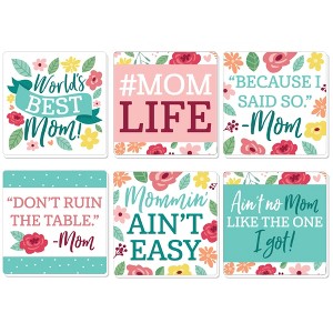 Big Dot of Happiness Colorful Floral Happy Mother's Day - Funny We Love Mom Party Decorations - Drink Coasters - Set of 6 - 1 of 4