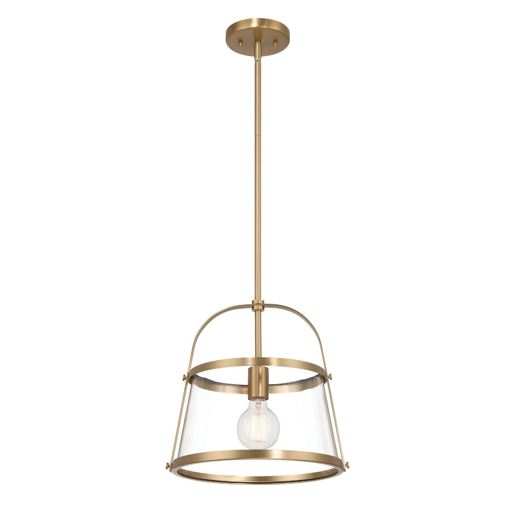 Robert Stevenson Lighting Fallon Vintage Metal and Clear Glass Ceiling Light Gold: ETL Listed, Modern Style, Adjustable Height