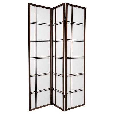 6 ft. Tall Double Cross Shoji Screen - Walnut (3 Panels)