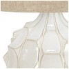 Possini Euro Design Cosgrove Modern Mid Century Table Lamp 26 1/2" High White Glazed Ceramic with Table Top Dimmer Light Brown Linen Drum for Bedroom - 3 of 4