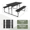 Gymax Folding Picnic Table and Bench Set w/ Wood Grain for Adults Indoor & Outdoor Steel Frame Collapsible Camping Table Black/White/Grey - 4 of 4