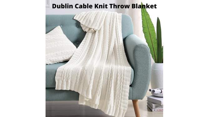 50&#34;x70&#34; Home Dublin Cable Knit Throw Blanket Navy - VCNY, 2 of 8, play video