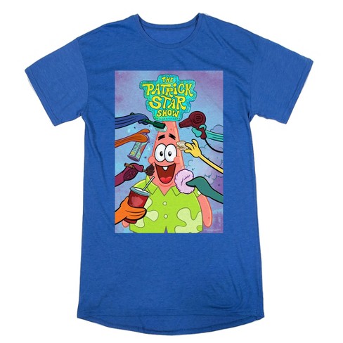 The Patrick Star Show Poster Women's Royal Blue Crew Neck Short Sleeve ...