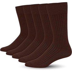 SERISIMPLE Men Bamboo Viscose Thin Ribbed Knit Silky Soft Lightweight Dress Crew Socks White X Large 5 Pairs - 1 of 4