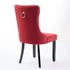 Kumasinova Set of 2 Upholstered Velvet Dining Chairs with High Backrest, Solid Wood Kitchen Chairs with Decorative Rivets, Modern Armless Chairs - 3 of 4