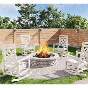 Coucheta Oversized Rocking Chair Set of 4 - HDPE All-Weather Rockers for Patio & Backyard (380lb Capacity) - 1 of 4