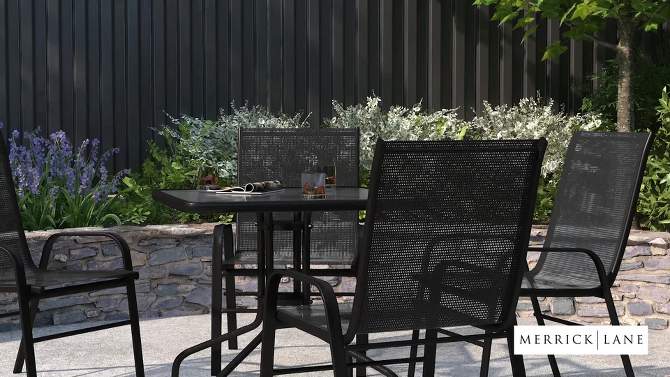 Merrick Lane Set of 4 Manado Series Metal Stacking Patio Chairs with Flex Comfort Material, 2 of 15, play video