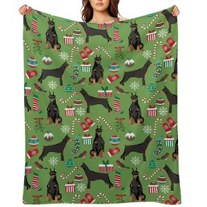 Doberman Christmas Christmas Throw Blanket Soft Fleece Christmas Blanket Cozy Flannel Throw for Couch Bed 60x80 inches - 1 of 1