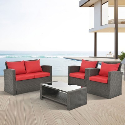 CAVINAS Patio Chairs Set with Cushions and Coffee Table, Modular Outdoor Couch Set, Modern Outdoor Sectional Furniture for Backyard