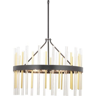 Orrizo Black and Gold 6-Light Drum Chandelier with Clear Glass