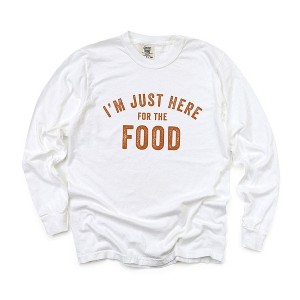Simply Sage Market Women's I'm Just Here For The Food Long Sleeve Garment Dyed Tee - 1 of 4